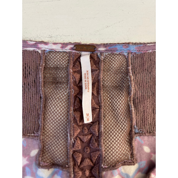 EUC Free People Mocha Combo Cream Cotton Top Tunic Blouson Lace | Sz Md - Picture 7 of 9